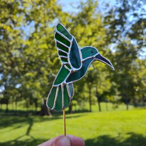 Plant Stake: Green Hummingbird