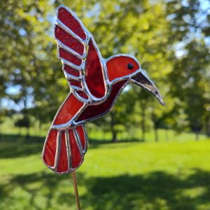 Plant Stake Red Hummingbird