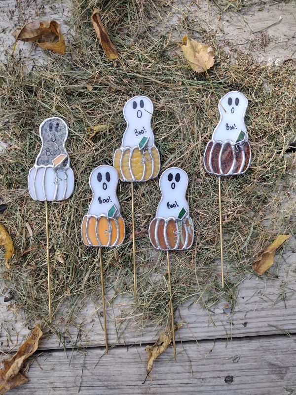 Small Ghosty Pumpkin Plant Stakes.