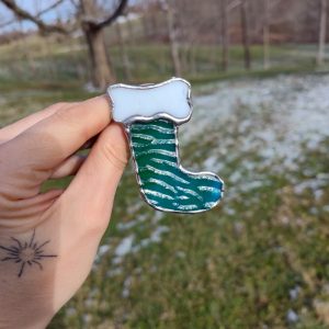 Green Blue Stocking Ornament