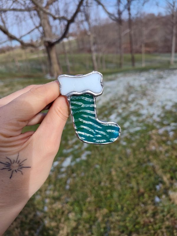 Green Blue Stocking Ornament