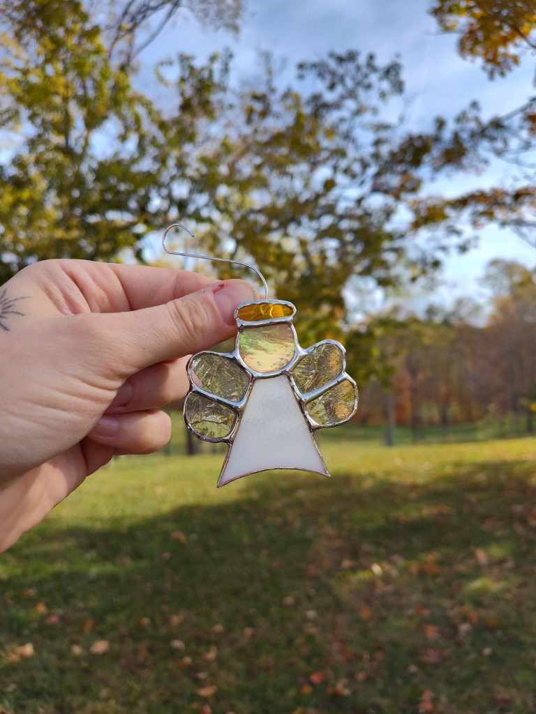 Yellow White Angel Ornament